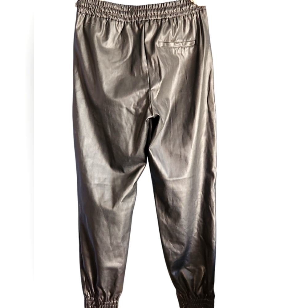 Zara Faux Leather Black  Joggers Women M NWOT - Picture 3 of 8
